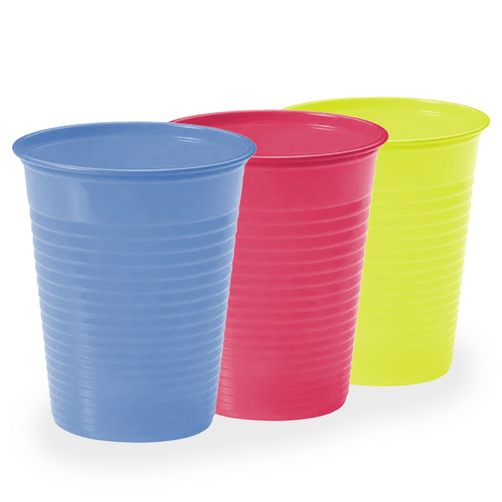Vasos plástico desechables Colores 100uds - TienDental